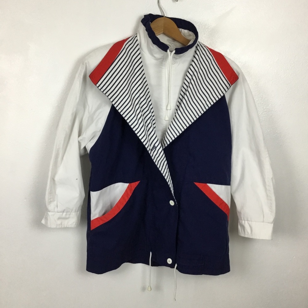 Vintage BRAEFAIR SPORT Nautical Stripe Yacht Full Zip HERITAGE Jacket large